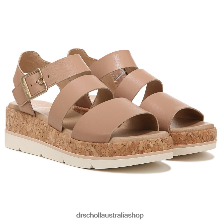 Once Twice Platform Wedge Sandal Unisex Dr. Scholl's 4Z4JXV195 Tawny Brown Synthetic