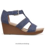Barton Wedge Sandal Unisex Dr. Scholl's 4Z4JXV167 Denim Blue Fabric - Image 2