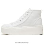 For Now Hi Top Platform Sneaker Unisex Dr. Scholl's 4Z4JXV226 White Fabric - Image 3
