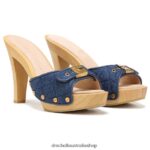 Lolli High Heel Sandal Unisex Dr. Scholl's x Veronica Beard 4Z4JXV114 Mountain Blue Denim Fabric
