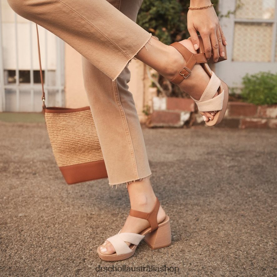 Mariah Block Heel Sandal Unisex Dr. Scholl's 4Z4JXV213 Light Brown Synthetic/Fabric - Image 8