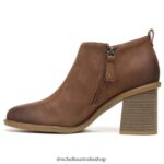 Roxanne Block Heel Ankle Boot Unisex Dr. Scholl's 4Z4JXV247 New Copper Brown Synthetic - Image 3